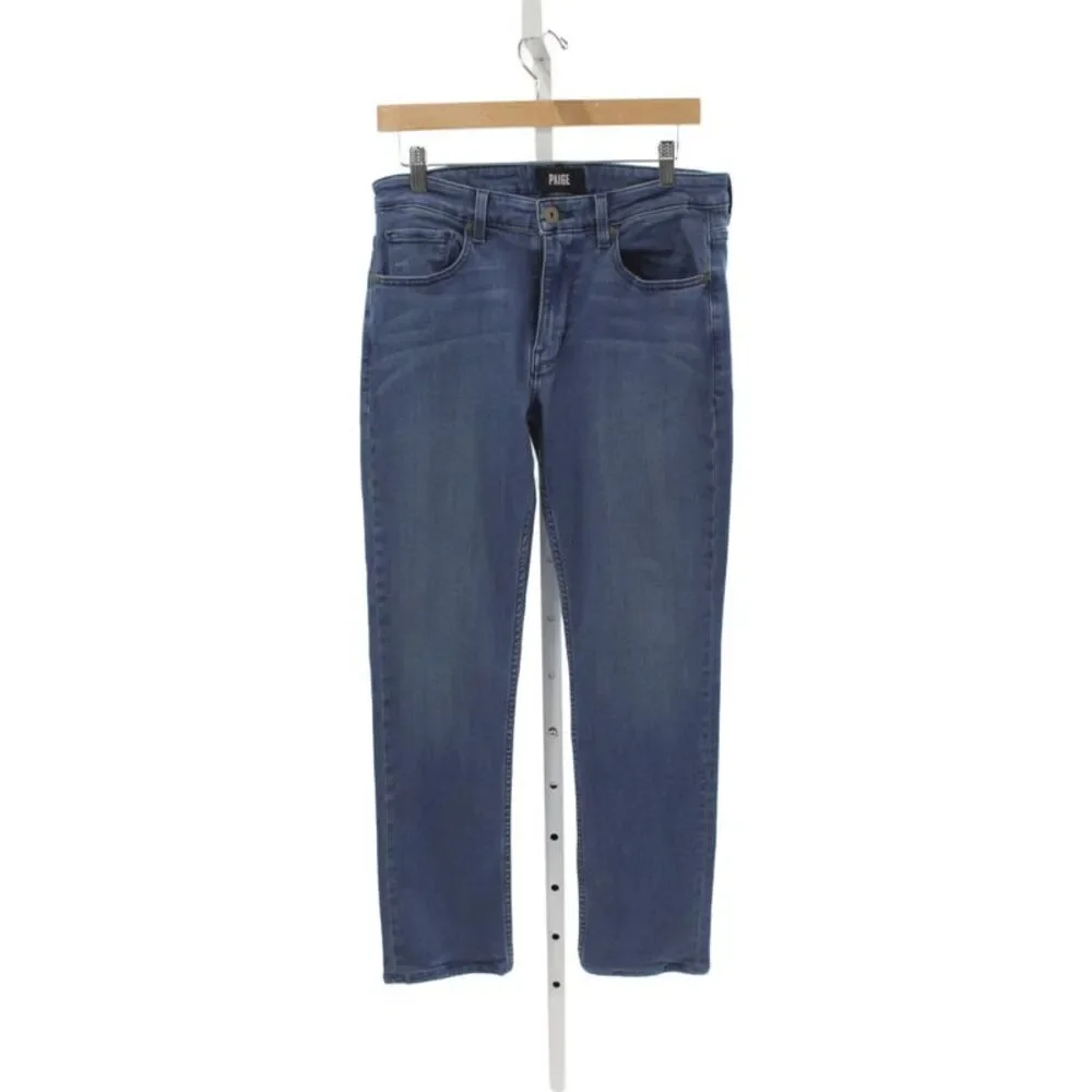 Paige Mens Straight Jeans Blue Cotton Button Casual Size 31